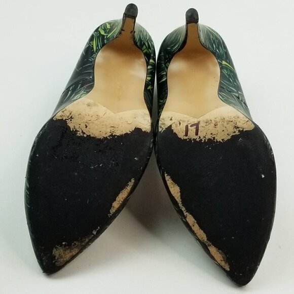 Zara Woman Size 37 (US 7-7.5) Pineapple Floral Slip On Pointed Toe Women's Pumps - Picture 10 of 12